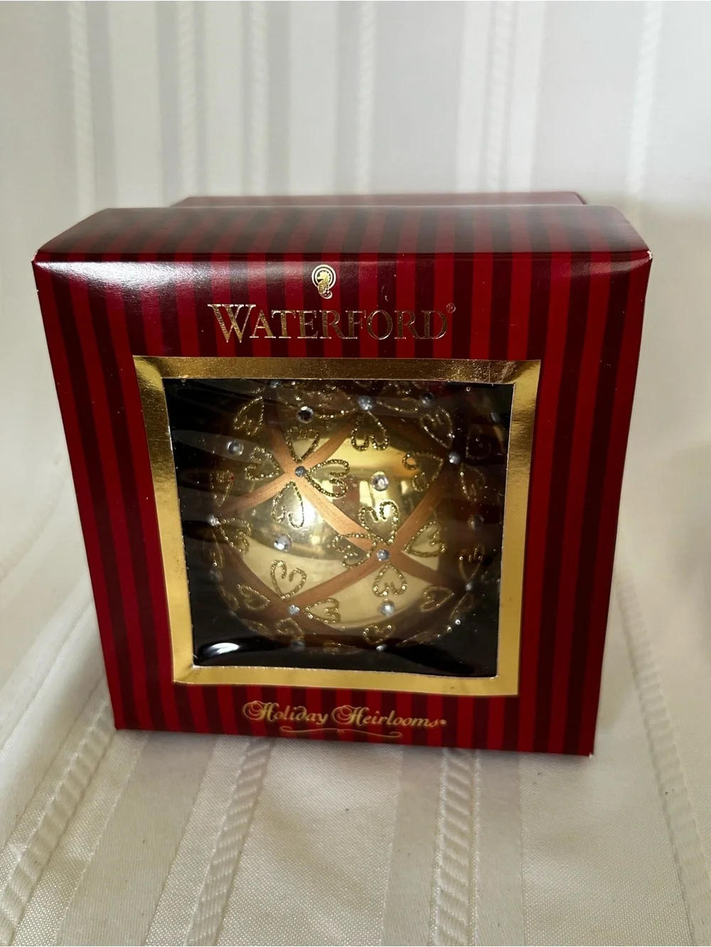 Waterford Crystal Holiday Heirlooms Gold Celtic Glass Ball Hand Blown Ornament